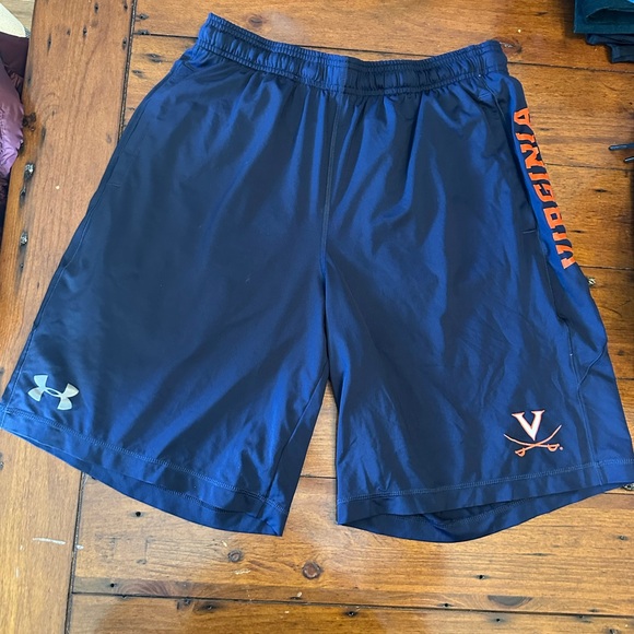 Under Armour Navy Blue Sports Shorts UVA - Picture 2 of 3
